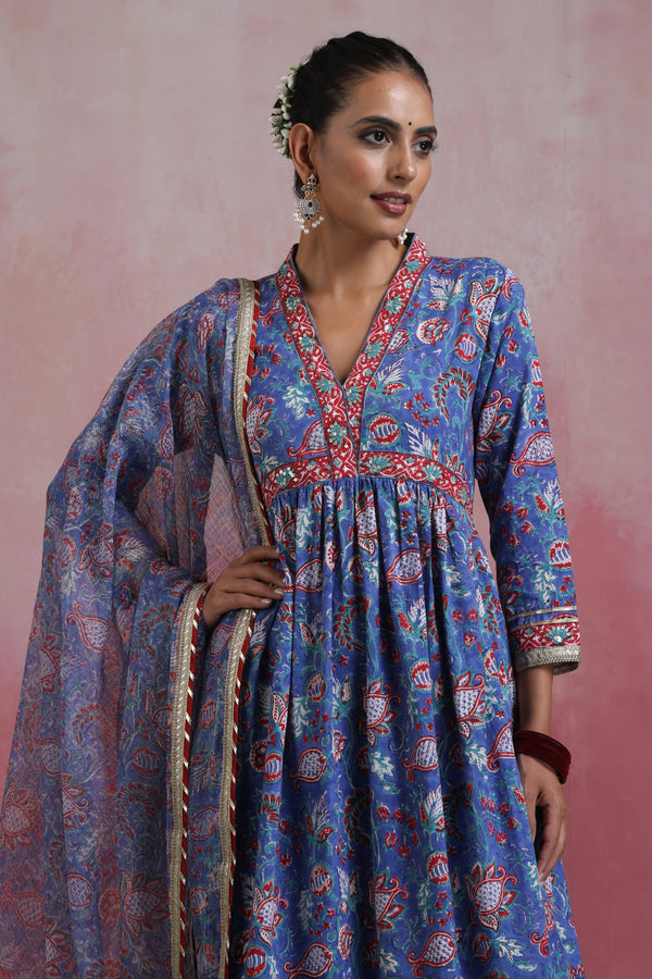 Murraya Blue Ziana Embroidered Anarkali Set of 3