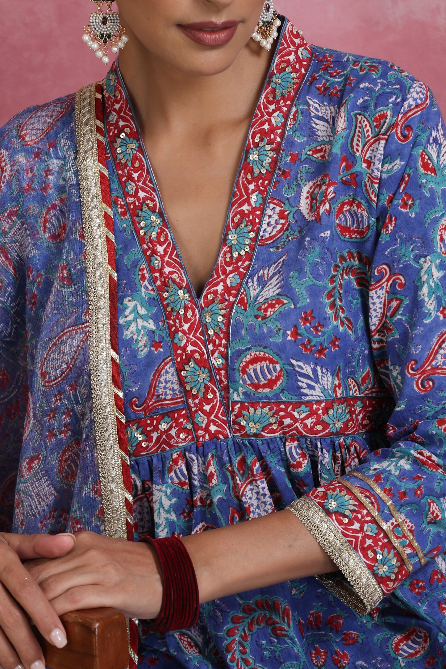 Murraya Blue Ziana Embroidered Anarkali Set of 3