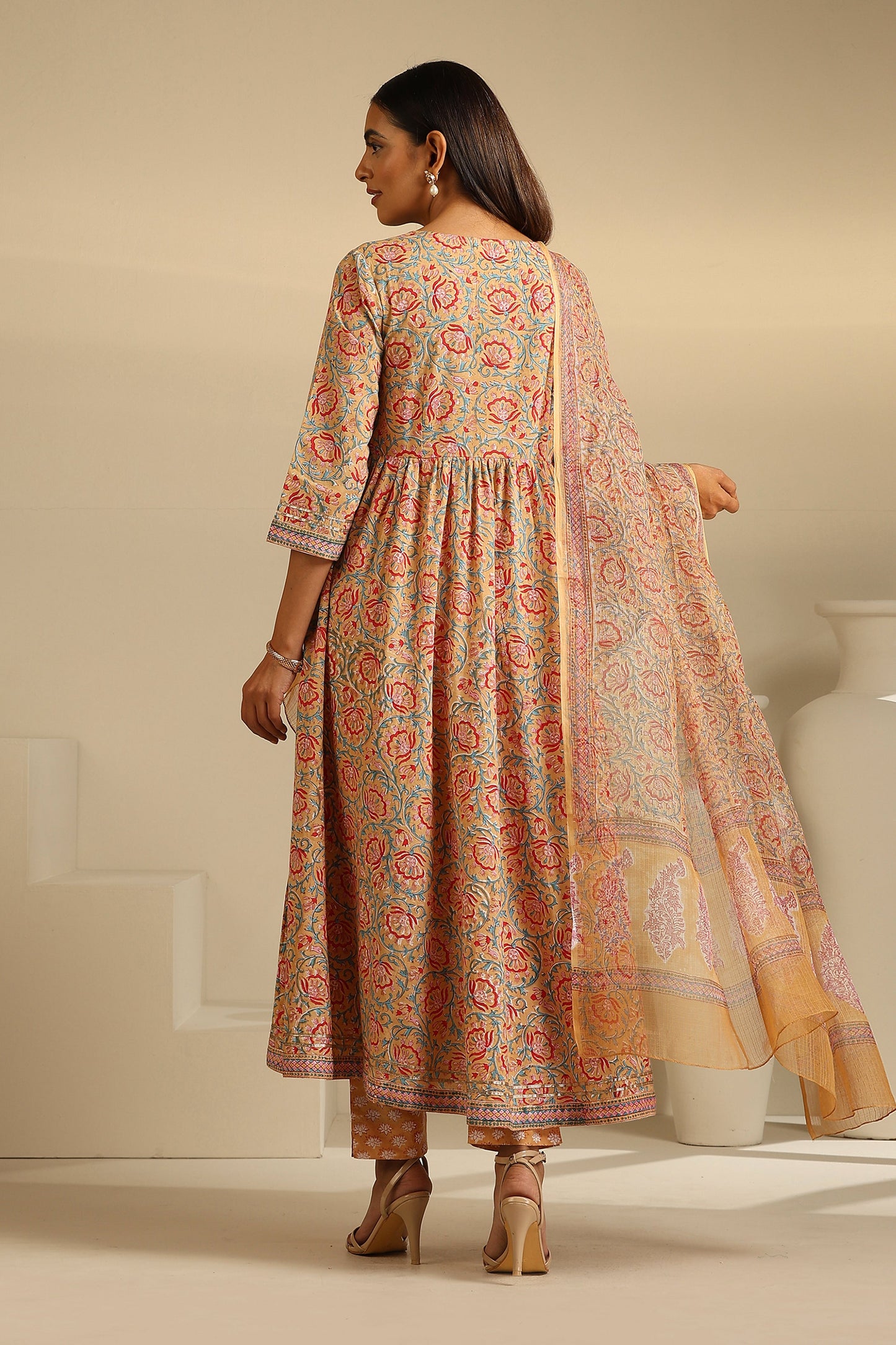 Murraya Mustard Aria Embroidered Anarkali Set of 3