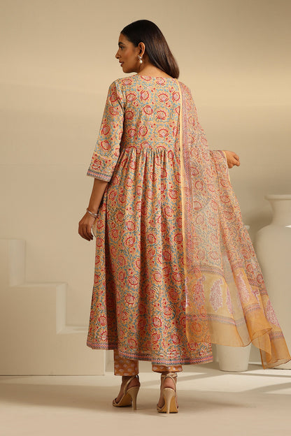 Murraya Mustard Aria Embroidered Anarkali Set of 3