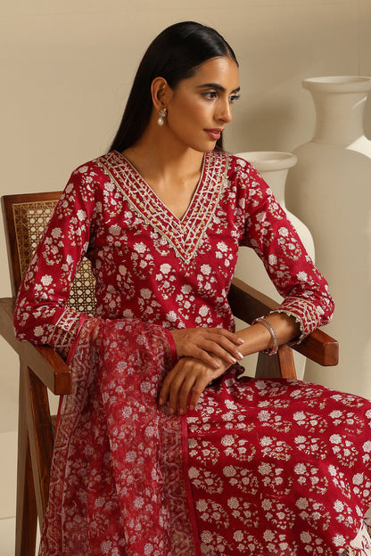 Murraya Maroon Sangria Kurta Set of 3