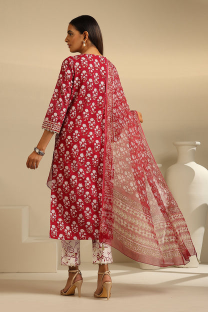 Murraya Maroon Sangria Kurta Set of 3