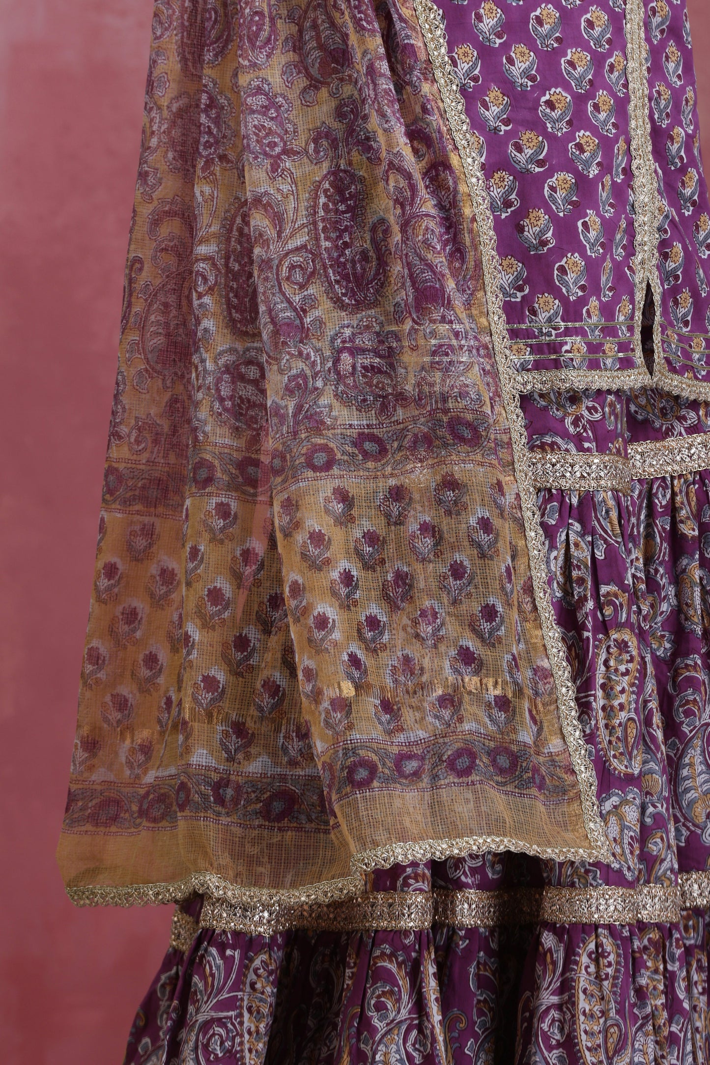 Murraya Purple Lylah Tiered Sharara Set of 3