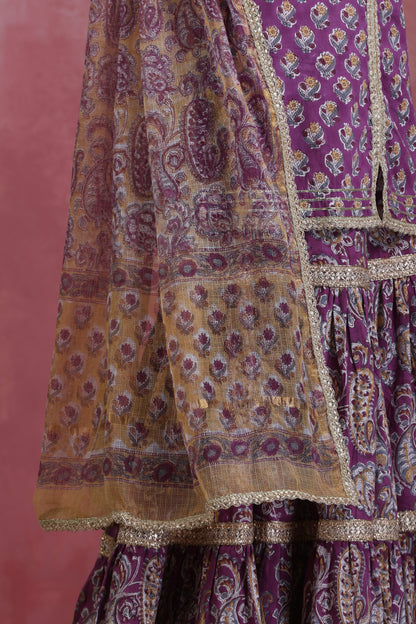 Murraya Purple Lylah Tiered Sharara Set of 3