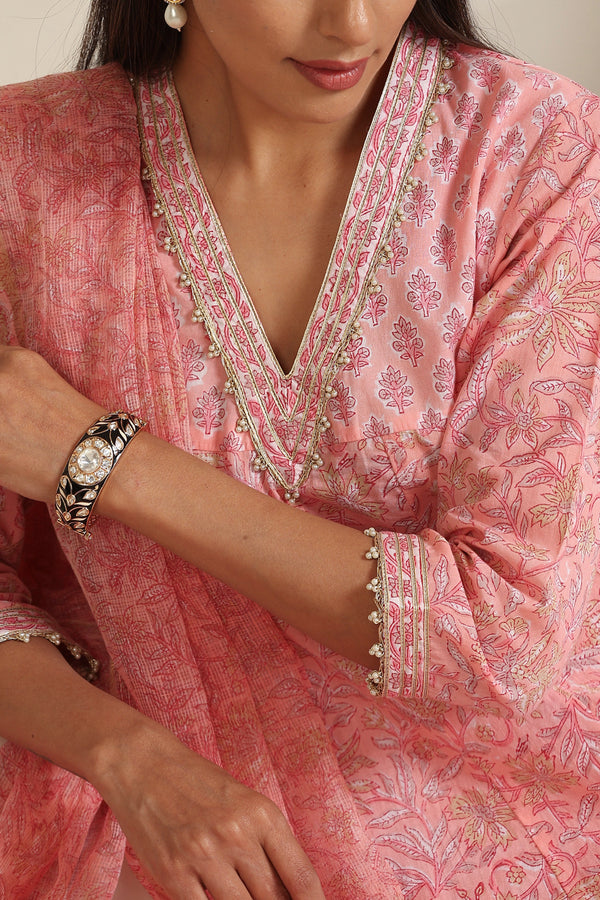 Murraya Bella Blush Pink Kalidaar Anarkali Set of 3