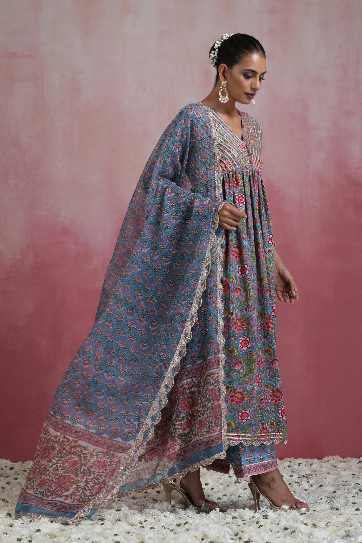 Murraya Blue Inaya Floral Anarkali Set of 3