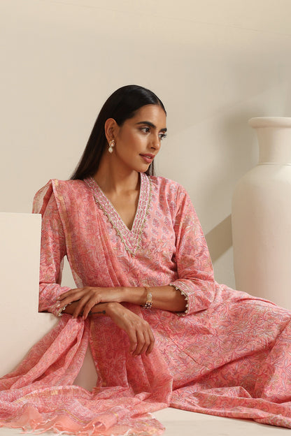 Murraya Bella Blush Pink Kalidaar Anarkali Set of 3