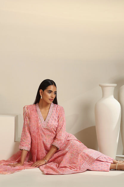 Murraya Bella Blush Pink Kalidaar Anarkali Set of 3