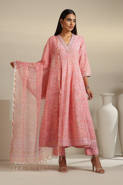 Murraya Bella Blush Pink Kalidaar Anarkali Set of 3