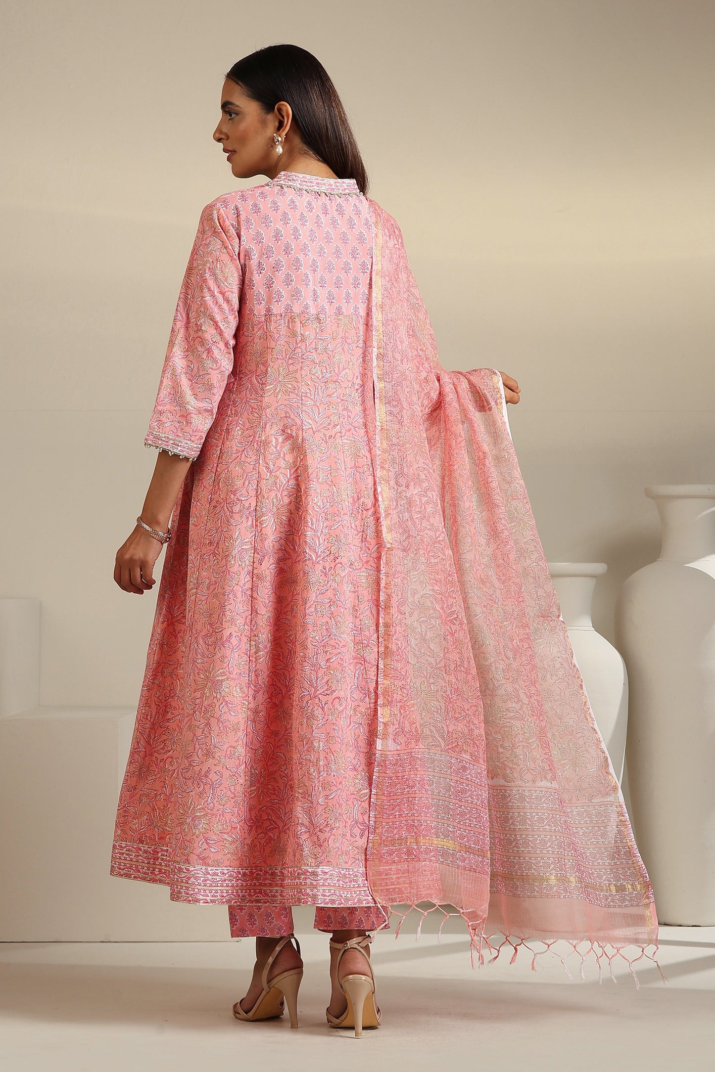 Murraya Bella Blush Pink Kalidaar Anarkali Set of 3