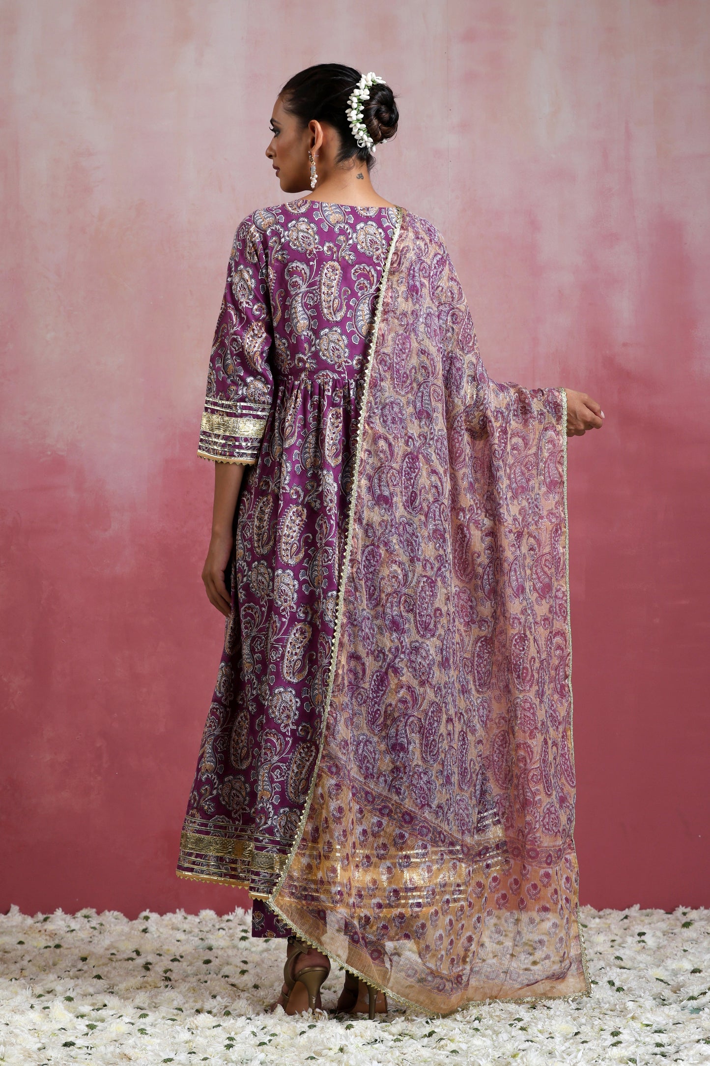 Murraya Purple Kimaya Embroidered Anarkali Set of 3