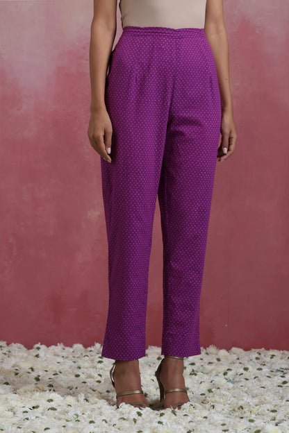 Murraya Purple Merlin Embroidered Chanderi Kurta Set of 3