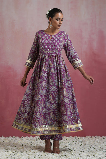 Murraya Purple Kimaya Embroidered Anarkali Set of 3