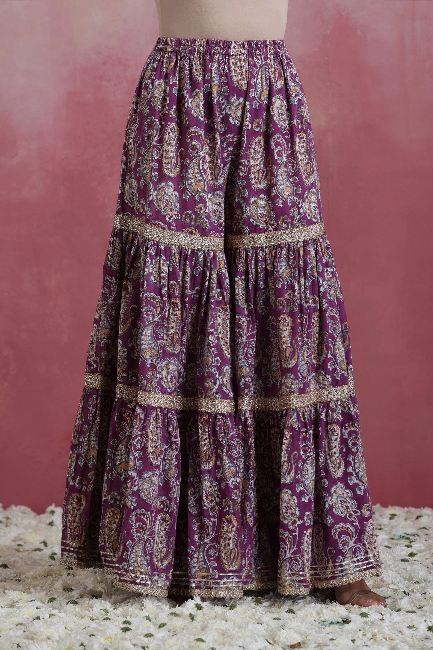 Murraya Purple Lylah Tiered Sharara Set of 3