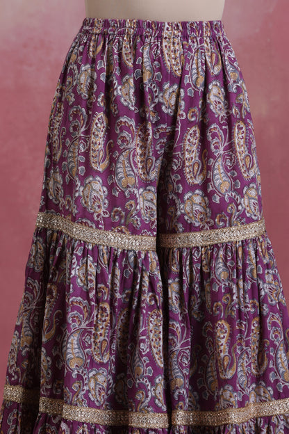 Murraya Purple Lylah Tiered Sharara Set of 3