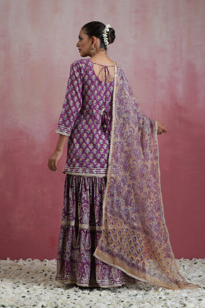Murraya Purple Lylah Tiered Sharara Set of 3