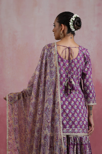 Murraya Purple Lylah Tiered Sharara Set of 3