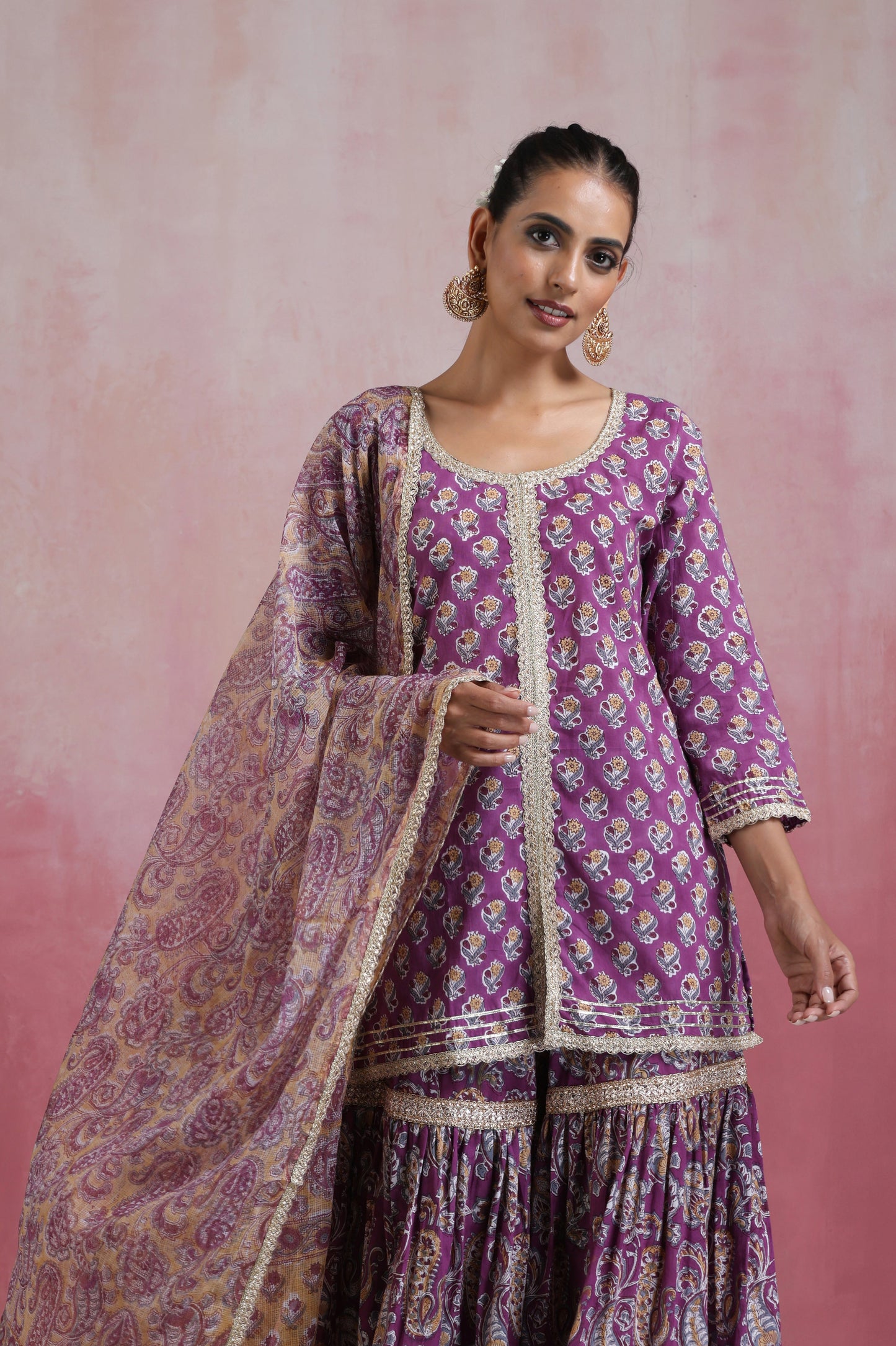 Murraya Purple Lylah Tiered Sharara Set of 3