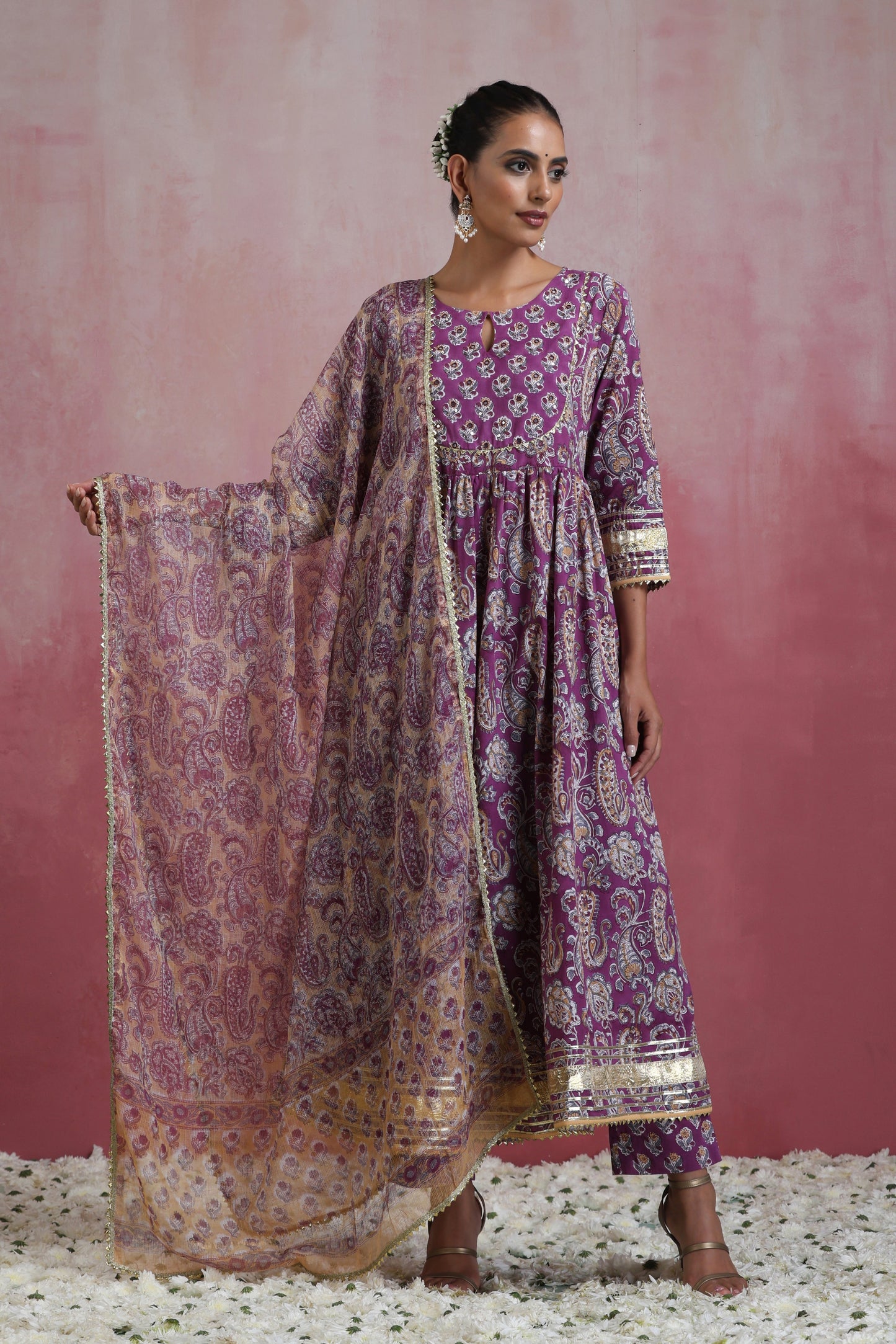 Murraya Purple Kimaya Embroidered Anarkali Set of 3