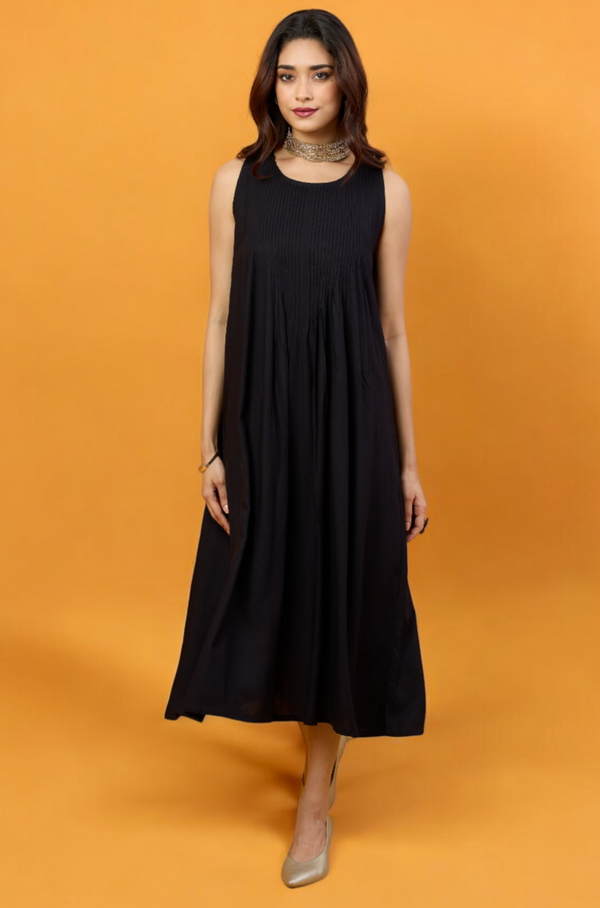 Timeless Onyx Pintuck Sleeveless Dress Mc