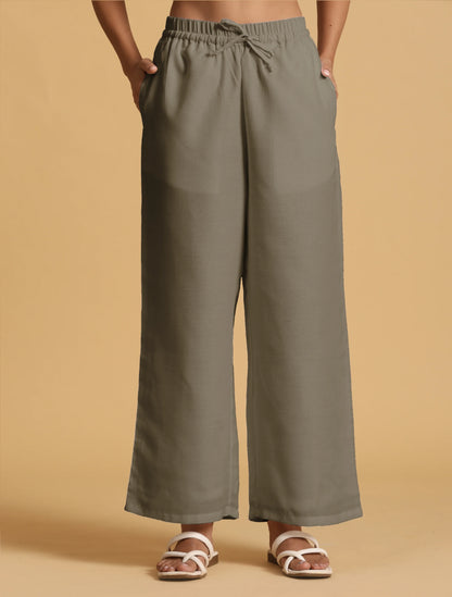 trueBrowns Olive Cotton Blend Elasticated Drawstring Straight Pants