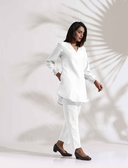 trueBrowns White Cotton Blend Co-ord Set