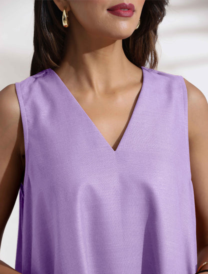 trueBrowns Lilac Cotton Blend Short Dress