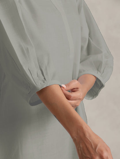 trueBrowns Grey Cotton Blend Short Kurta