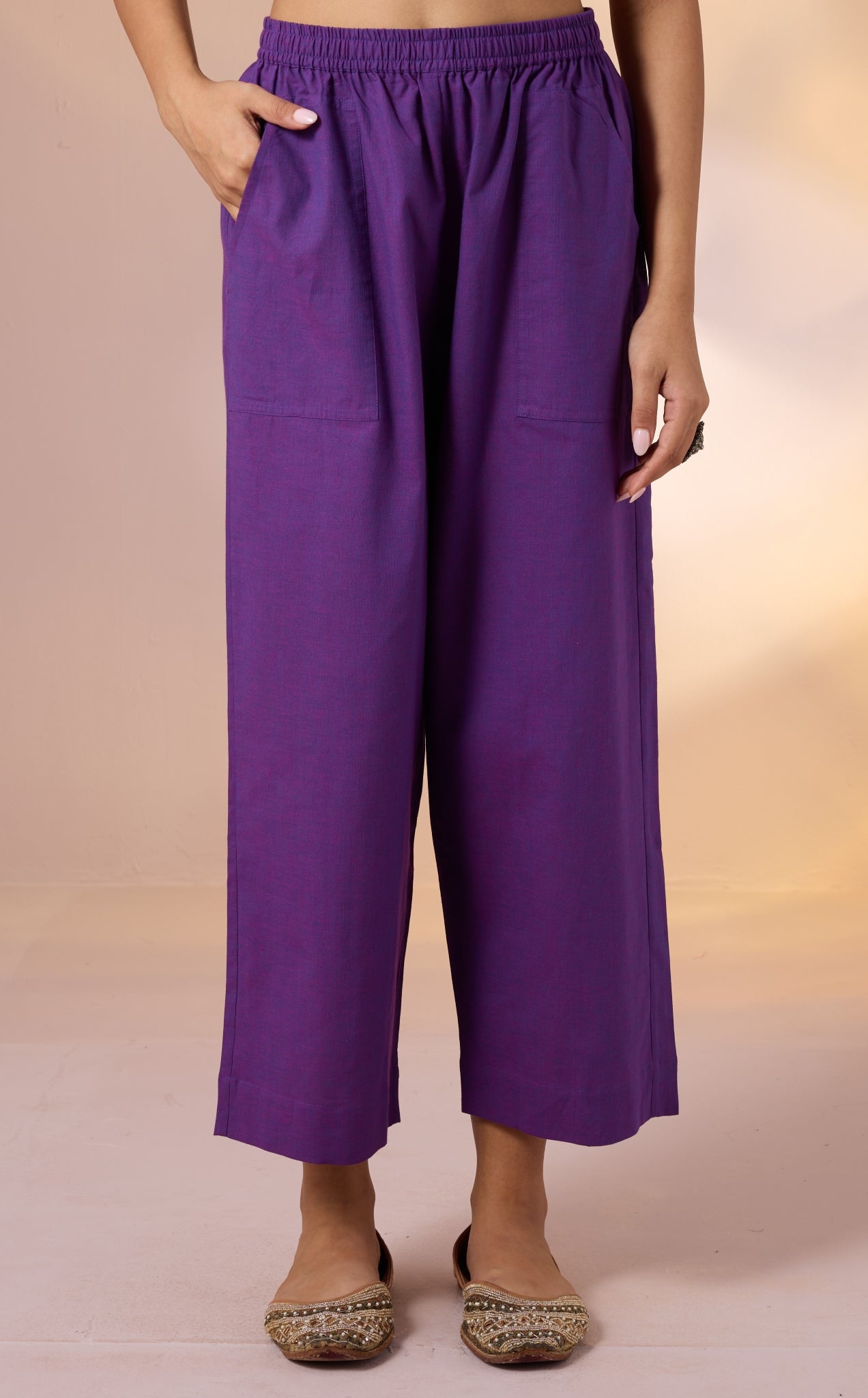 Maati Craft Comfort Fit Pants - Purple Cotton Dyed