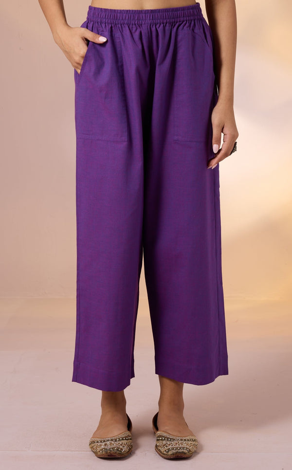 Maati Craft Comfort Fit Pants - Purple Cotton Dyed