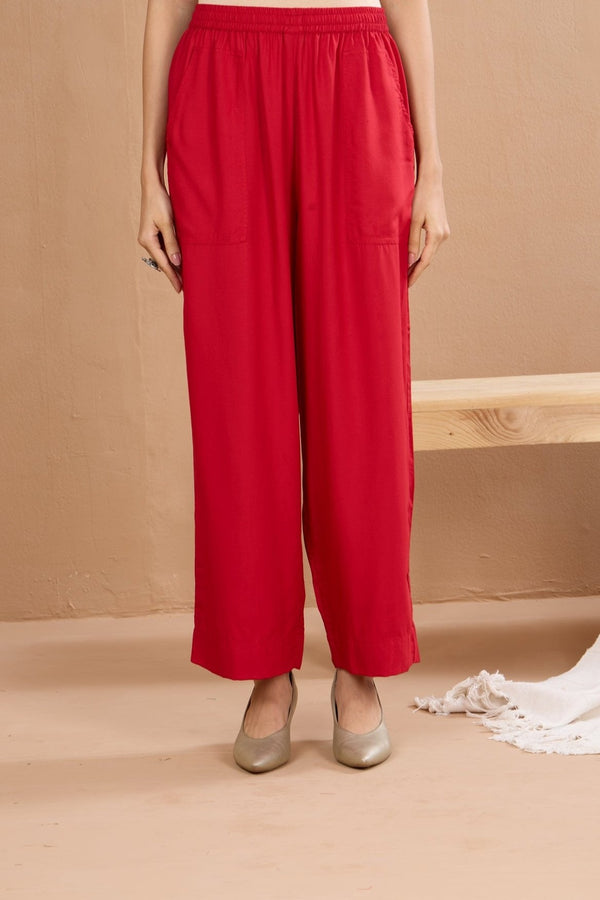Maati Craft comfort fit modal pants - red