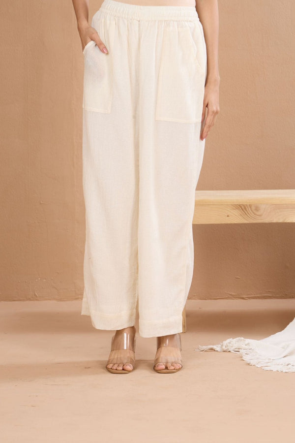 Maati Craft comfort fit cotton pants - ivory & kota