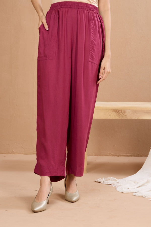 Maati Craft comfort fit modal pants - wine