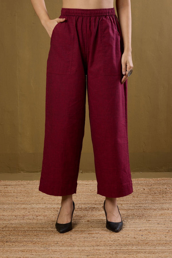 Maati Craft comfort fit south cotton pants - deep maroon marsala