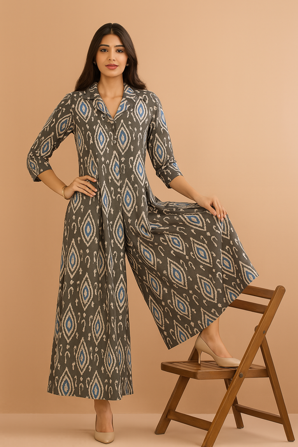 Maati Craft Twilight Dust Jumpsuit with Pockets & Collar