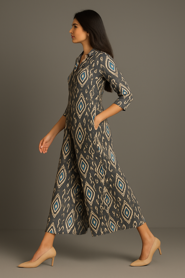 Maati Craft Twilight Dust Jumpsuit with Pockets & Collar