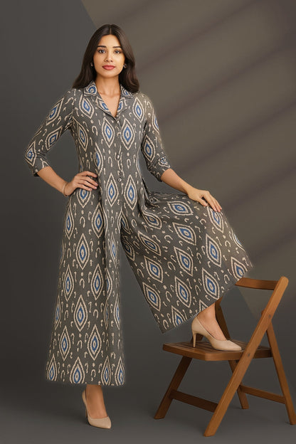 Maati Craft Twilight Dust Jumpsuit with Pockets & Collar