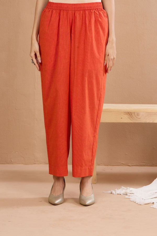 Maati Craft comfort fit ankle length narrow pants  - sunset orange