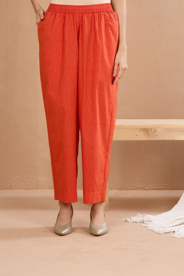 Maati Craft comfort fit ankle length narrow pants  - sunset orange