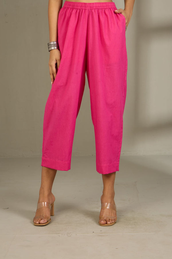 Maati Craft Comfort Fit Pants - Pink Cotton