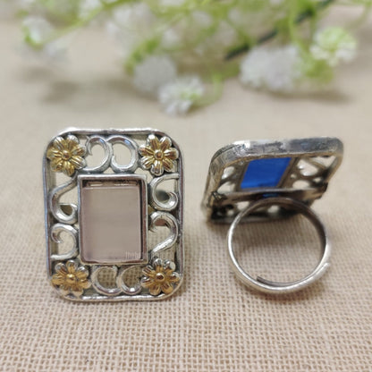 Pink stone square ring