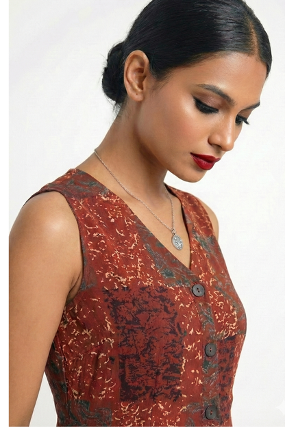 Maati Redline Abstract V-Neck Button Down Dress