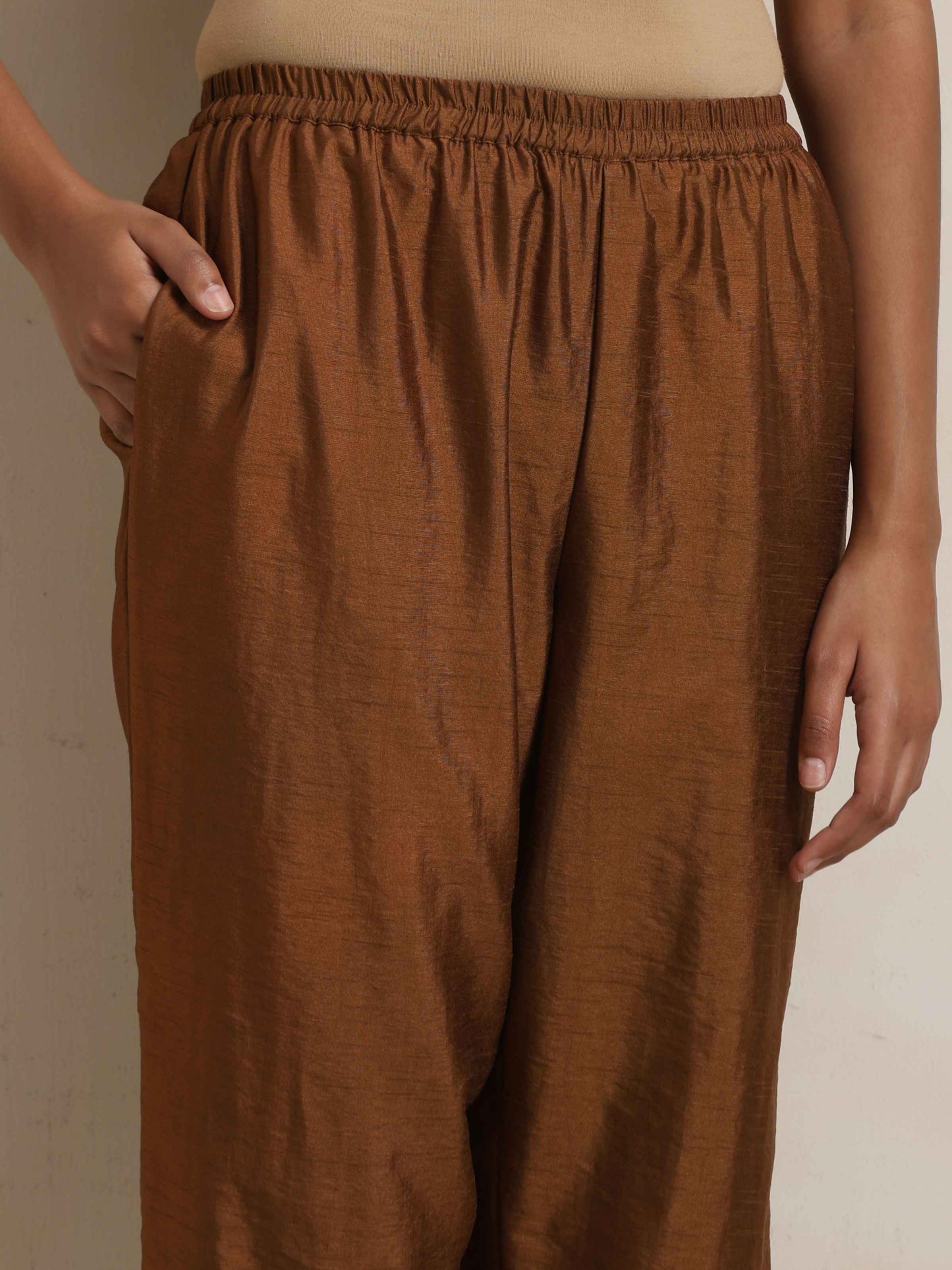 trueBrowns Brown Silk Co-ord Set