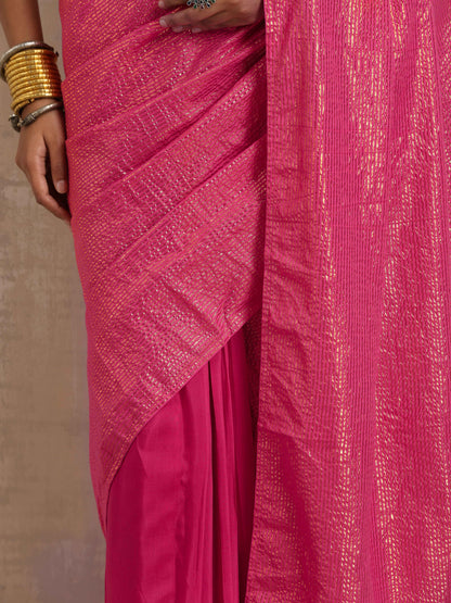 trueBrowns Pink Gold Metallic Ready To Wear Saree