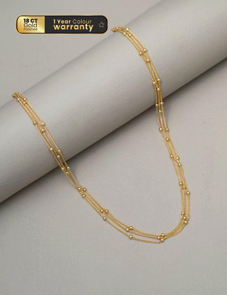 Anti Tarnish Triple Layer Dot Chain Necklace LP- 48Hr Delivery
