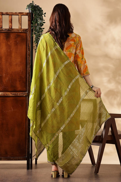 Mustard & Green Kurta,Pant with Pocket and Dupatta 3PCS Set - LP