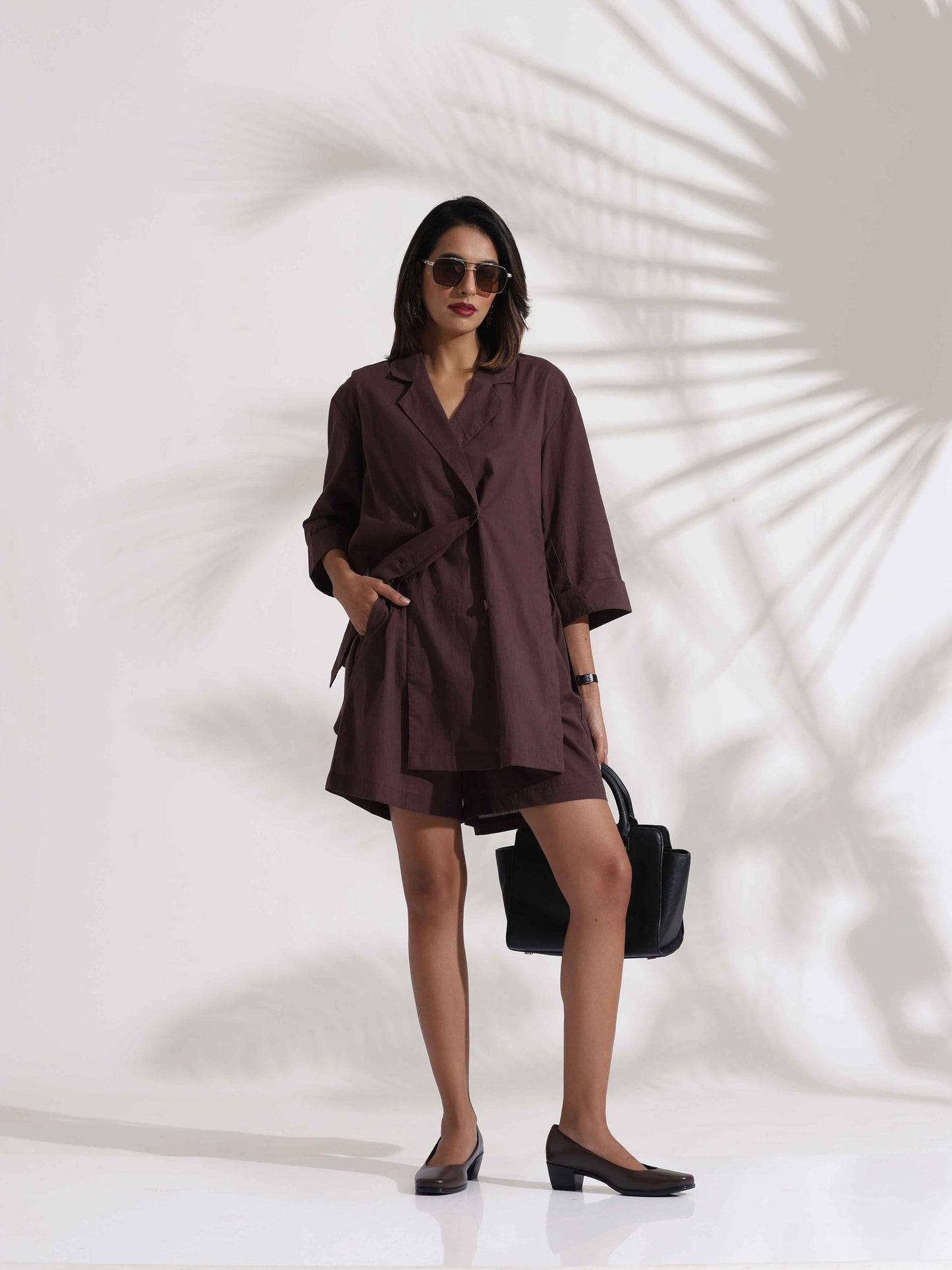 trueBrowns Cola Cotton Print Jacket & Short Co-ord Set