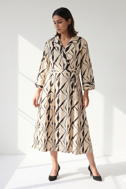 Luna Artisan'S Brush Cotton Long Trench Dress