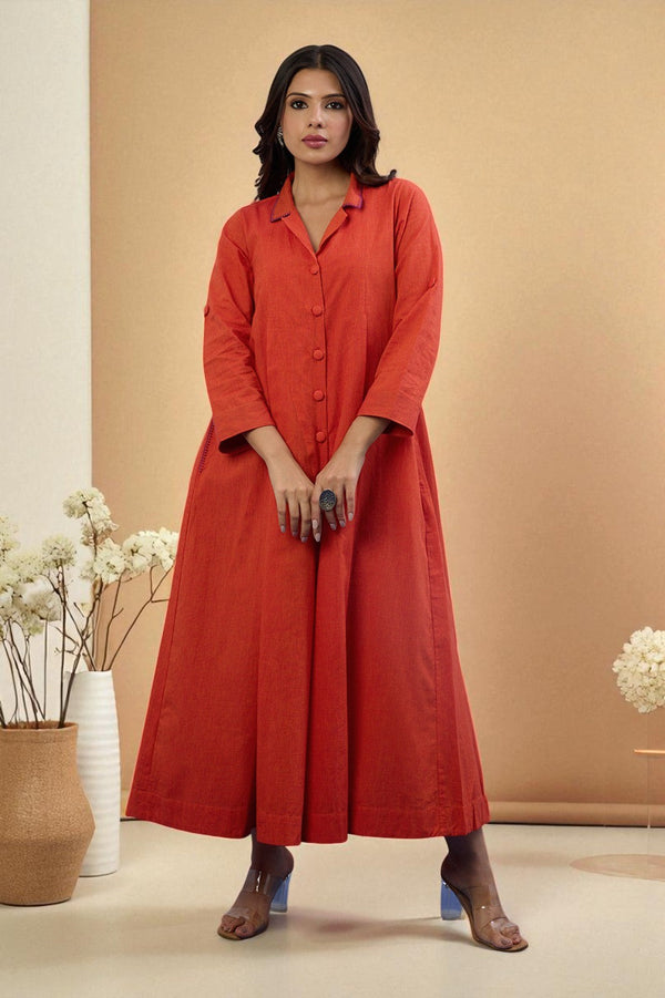 Maati Craft Saffron Sky Jumpsuit With Pockets & Collar
