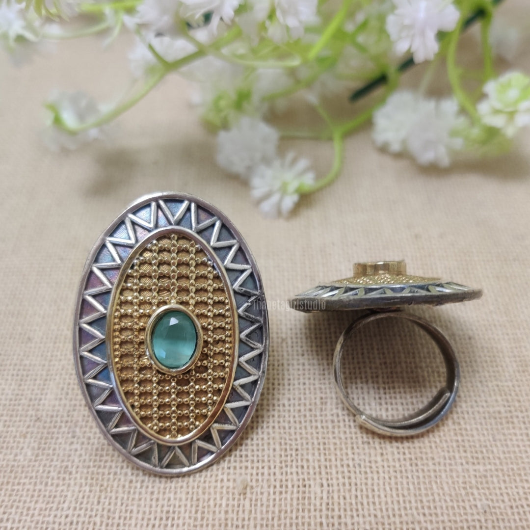 Dune  Silver look Alike Dual Tone Ring